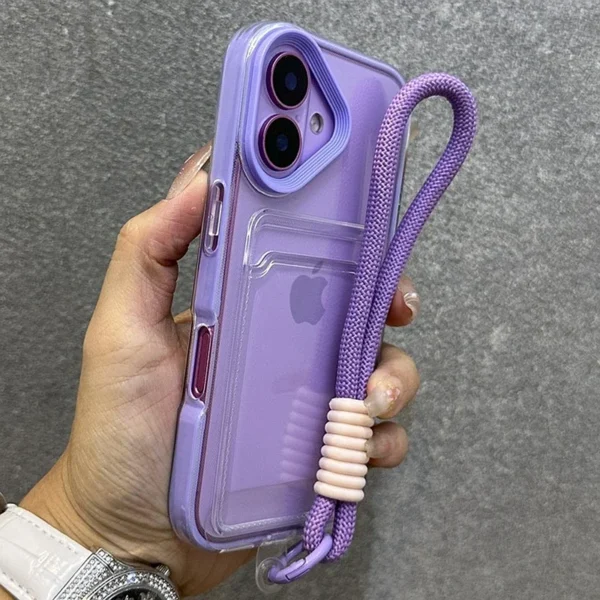 kf-Sfa4903fa2d714779a9a11af5341516785 Luxury Card Bag With lanyard Phone Case For iPhone 11 12 13 14 15 16 17 Pro Max Plus Air Transparent Shockproof Bumber Cover - Image 1