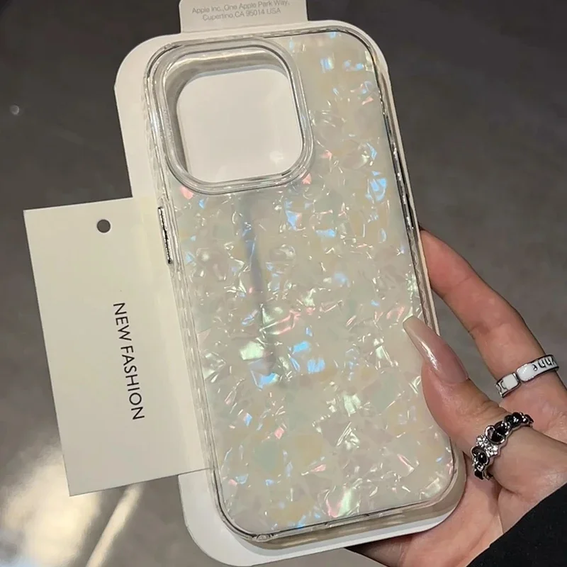 kf-Sfab0bf999eef4bba8b01e47260d254b5r Luxury Shell Pattern Laser Phone Case For iPhone 11 12 13 14 15 16 17 Pro Max Plus Air IMD Shockproof Bumper Cases Cover - Image 1