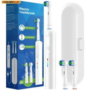 HOMEFISH Smart Rotating Electric Toothbrush Rechargeable Rotary Toothbrush Heads Compatible with Oral B Replacement Brush Heads