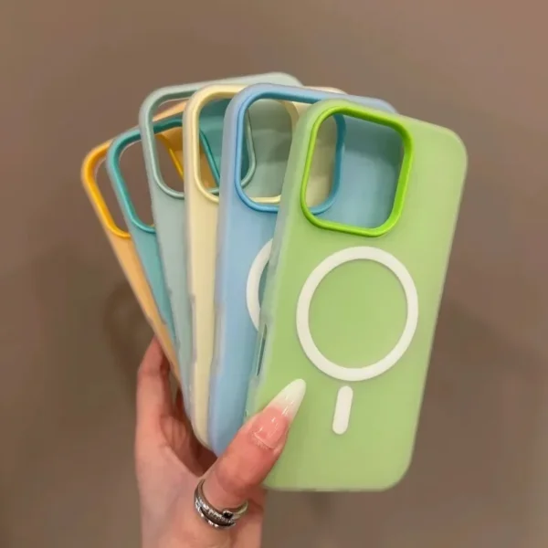 Luxury Candy Color 2 IN 1 Magsafe Case for iPhone 16 15 14 13 12 17 Pro Max Plus Magnetic Wireless Charge Clear Matte Soft Cover - Image 6