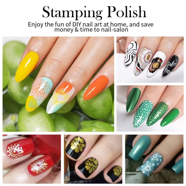 BORN PRETTY 10ml Nail Art Stamping Polish for Manicure Printing Design Black White Nail Art Varnish Need No Smudge Top Coat Oil - Image 3