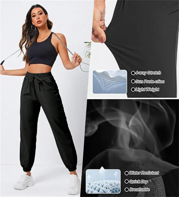 Loose running and fitness pants, women's side pockets, outdoor casual sports pants, ankle tied yoga pants - Image 2