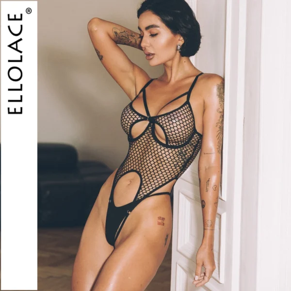 Ellolace Sensual Body Sexy Women Fishnet See Through Bodysuit Hilitos Fancy Female Underwear Set Call Of The Night Lady Suit - Image 1