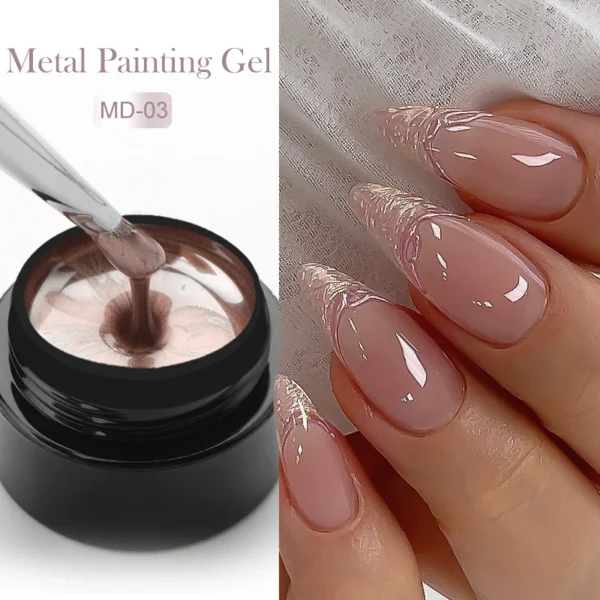 BORN PRETTY Metallic Painting Gel Nail Polish Chromes Gold Silver Metal Effect Super Bright Draw Line French Nail Gel 5ml - Image 3
