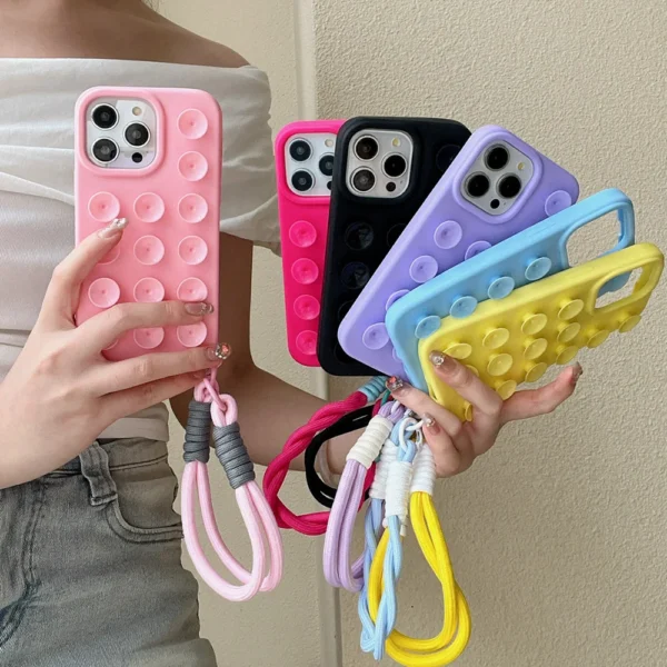 Suction Cup Soft Silicone Phone Case For iPhone 16 Pro Max 17 13 14 11 12 15 Pro Max Plus Anti-Slip Shockproof Candy Color Cover - Image 2