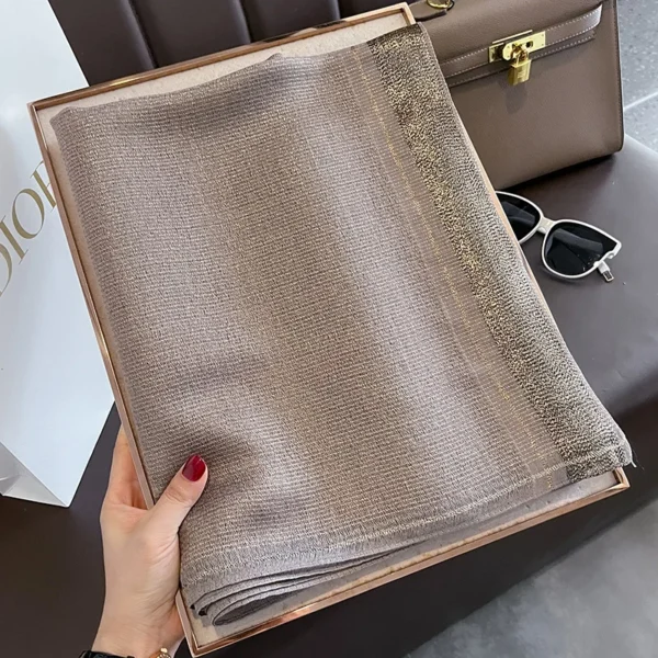 2023 New Women Scarf Winter Warm Solid Silk Wool Shawls Lady Wraps Bufanda Floral Pashmina Luxury Embroidery Warn Scarves - Image 5