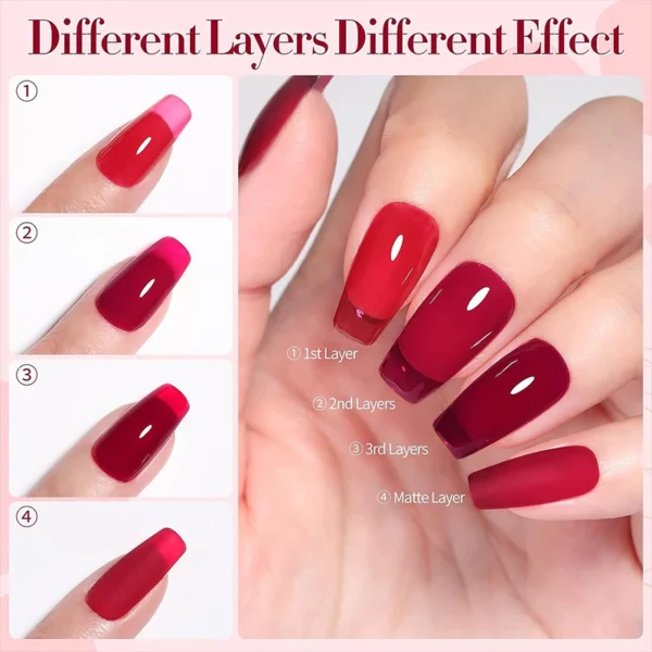 BORN PRETTY 10ml Jelly Nude Gel Nail Polish 50 Colors Semi Transparent Nail Art Nail Supplies Soak off UV LED Nails Gel Varnish - Image 5
