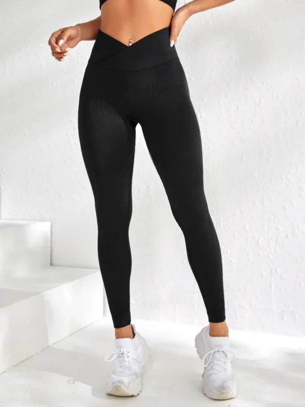 Women Sports Leggings V-waist Elastic Peach Buttocks Fitness Pants With Raised Hips And High Waist Seamless Yoga Pants Tight - Image 7