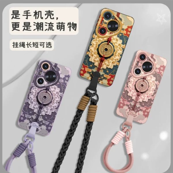 [Crossbody wrist lanyard] Retro mountain ghost spending money is suitable for Huawei pura80 mobile phone case pura80pro new goddess p80ultra super hot p70pro temperament p60 all-inclusive p50 set - Image 3