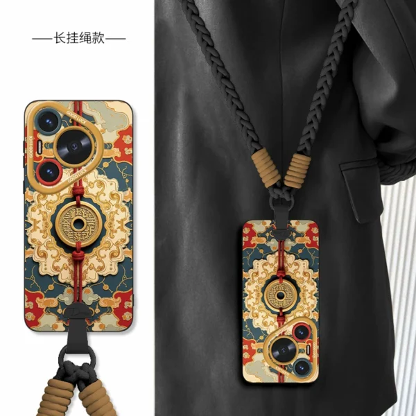 [Crossbody wrist lanyard] Retro mountain ghost spending money is suitable for Huawei pura80 mobile phone case pura80pro new goddess p80ultra super hot p70pro temperament p60 all-inclusive p50 set - Image 2