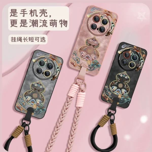 [Crossbody wrist lanyard] Dunhuang gourd suitable for Huawei mate80 mobile phone case mate80pro new female mate80promax high-end strap mate70 silicone cultural and creative Yadan - Image 5