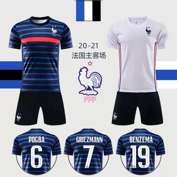 France team jersey Mbappe national team short-sleeved game training uniform children's football uniform suit men's custom-made women's - Image 2