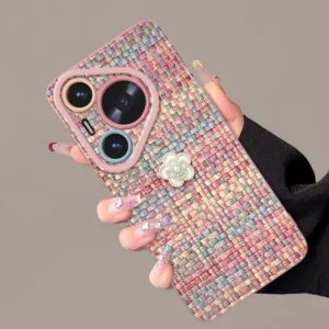 [Imported liquid silicone] Braided small fragrant camellia suitable for Huawei pura80 mobile phone case pura80pro new female p80ultra super hot p70pro temperament p60 all-inclusive p50