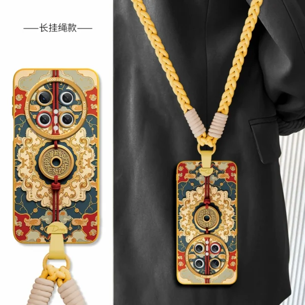 [Crossbody wrist lanyard] Retro mountain ghost spending money is suitable for Huawei mate80 mobile phone case mate80promax new mate70pro super hot mate50 light national style 60 silicone soft case - Image 2