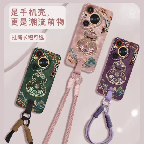 [Crossbody wrist lanyard] Dunhuang gourd suitable for Huawei pura80 mobile phone case pura70pro new niche p70ultra high-end p60 strap p40pro silicone p50 all-inclusive - Image 3