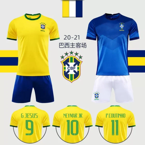 Brazil World Cup Jerseys Home and Away Neymar No. 10 Training Team Uniforms Children's Football Uniforms Men's and Women's Suits Customized - Image 2