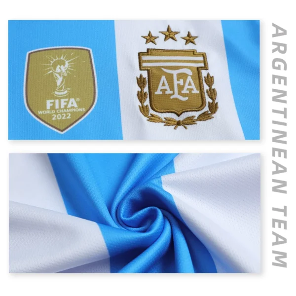 Messi Argentina jersey short-sleeved home and away football uniform suit boys' national team game training uniform customization - Image 3