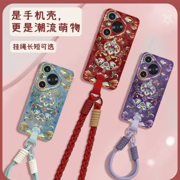 [Crossbody wrist lanyard] The colorful gourd pattern is suitable for Huawei pura80 mobile phone case pura80pro new goddess p80ultra super hot p70pro temperament p60 all-inclusive p50 soft case - Image 3