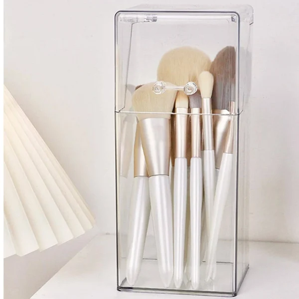 1pc makeup brush storage box, simple and transparent multifunctional makeup brush storage rack, simple, durable and practical - Image 1