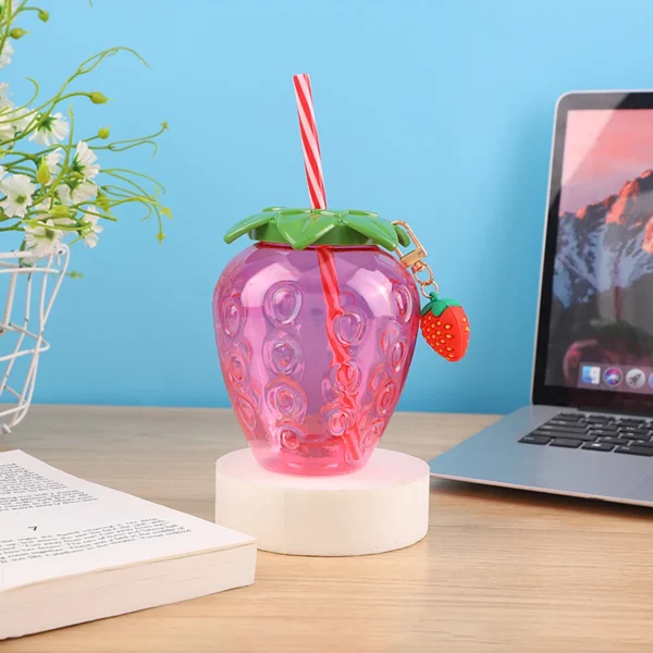 1pc Strawberry Straw Cup Cute Cartoon Strawberry Straw Cup Fruit shaped Suitable for Summer Beach, Juice Cup, Beverage Cup - Image 7