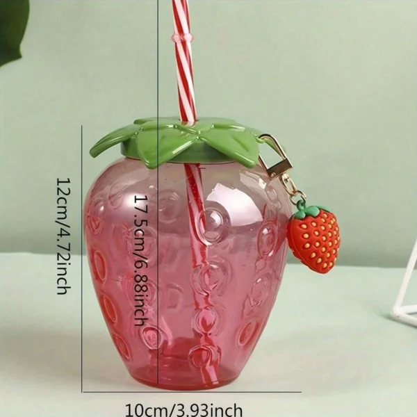 1pc Strawberry Straw Cup Cute Cartoon Strawberry Straw Cup Fruit shaped Suitable for Summer Beach, Juice Cup, Beverage Cup - Image 2