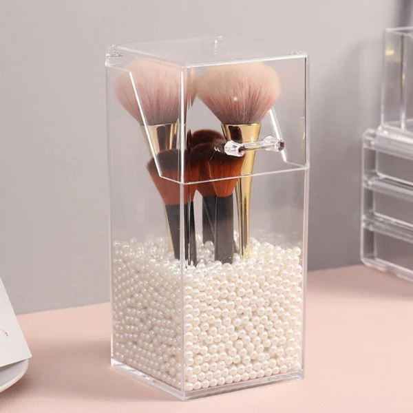 1pc makeup brush storage box, simple and transparent multifunctional makeup brush storage rack, simple, durable and practical - Image 3