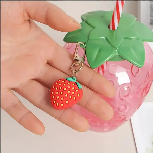 1pc Strawberry Straw Cup Cute Cartoon Strawberry Straw Cup Fruit shaped Suitable for Summer Beach, Juice Cup, Beverage Cup - Image 4