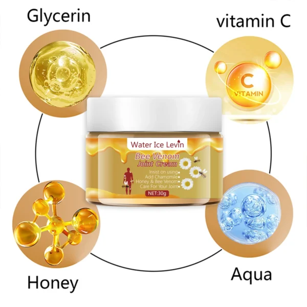 Natural Bee Venom Cream Joint and Skin Care - Injection Curcumin and Glycerin - Soothing Massage and Moisturizing Savior - Image 3