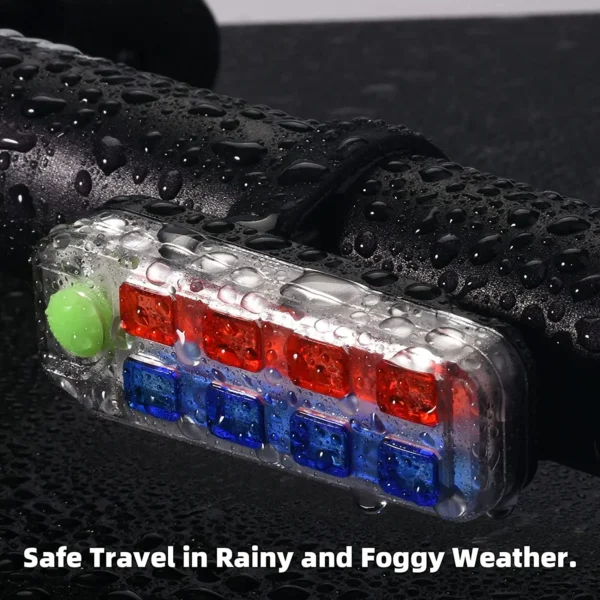 Bicycle Tail Light Safety Warning Red Blue Light Rechargeable Bike Rear Lights 8 LED Waterproof Outdoor MTB Cycling Taillight - Image 3