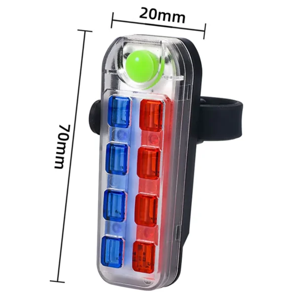 Bicycle Tail Light Safety Warning Red Blue Light Rechargeable Bike Rear Lights 8 LED Waterproof Outdoor MTB Cycling Taillight - Image 4