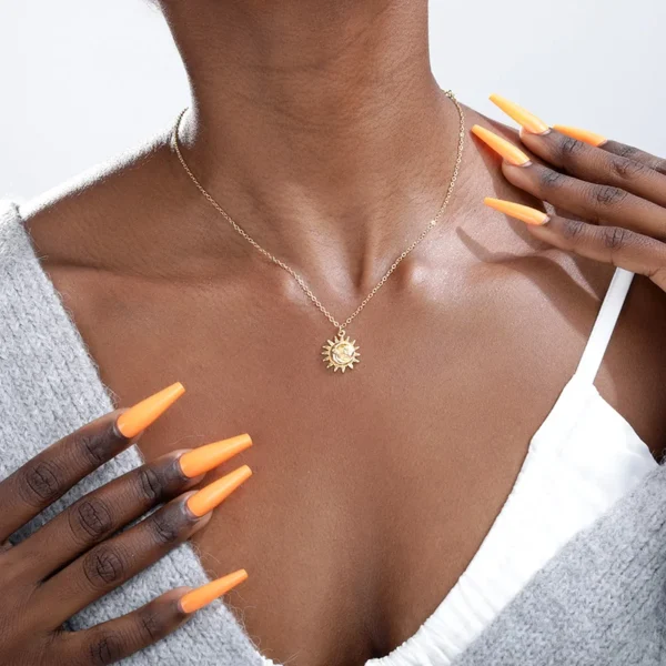 Bohemian Moon and Sun Face Pendant Necklaces Golden Minimalist Layered Coin Necklace For Women Men Jewelry Friendship Gift BFF - Image 3