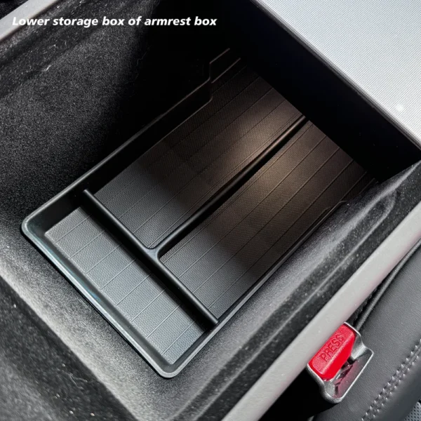 Console & Armrest Storage Box For Tesla New Model Y 2025 Juniper Launch ABS with Silicone Non-slip Mat Upper and Lower Watercup - Image 5