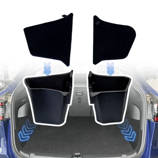 For Tesla New Model Y 2025 Launch Juniper Rear Trunck side Storage Box with Flocking or TPE Lids Covers and Drawstring - Image 2