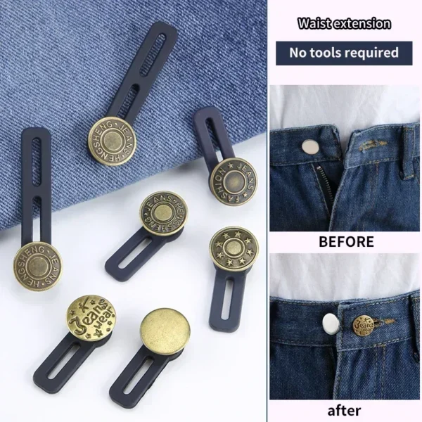 6 pcs Jeans and Pants Button Extenders: Universal Wait Expanander for Women and men, Instant Band Extension Solution - Image 1