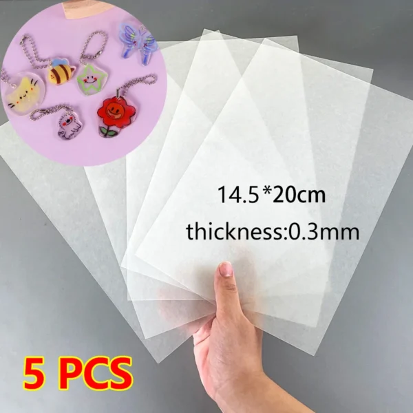 5Pcs Shrink Plastic Sheets Fun Thermal Heat Shrink Film Translucent Sheets Blank Shrink Art Film Paper For DIY 14.5x20cm - Image 7