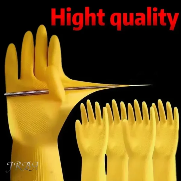 Latex Dishwashing Gloves Women's Waterproof Household Kitchen Washing Bowl Washing Clothes Vegetable Cleaning Household - Image 1
