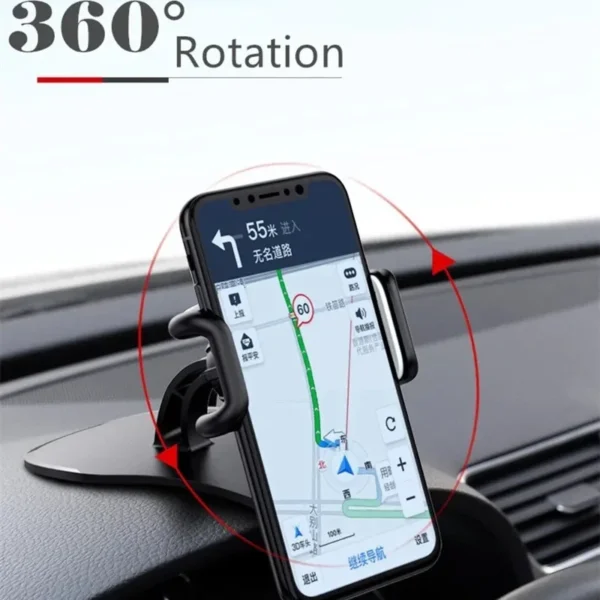 Universal Car Phone Holder - 360° Rotatable Auto Grip Dashboard Stand for Mobile Phones - Image 2