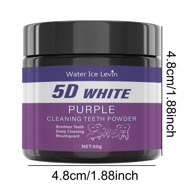 Purple Teeth Cleaning Powder - Sulfate-Free, Deep Cleaning and Polishing, Whitens Teeth in 5 Days, Portable for Daily Use and Travel - Image 3