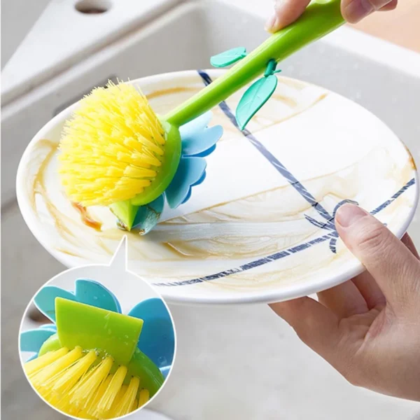 1 set - Kitchen brush, oil free, long handle pot brush, pot wash, bowl brush, creative cleaner - Image 2