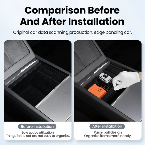YZ For Tesla Model 3 Highland 2024 Model Y Juniper 2025 Storage Box Center Armrest Hidden Box Cup Holder Organizer Accessories - Image 3