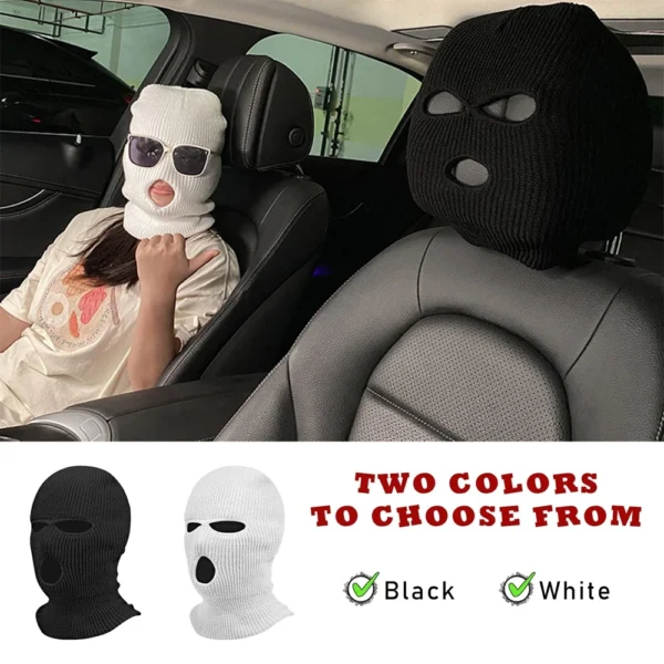 Universal Car Headrest Cover Funny Car Seat Face Mask Ski Mask Wrap Protection Vehicle Front Head Rest Protectors Accessories - Image 3