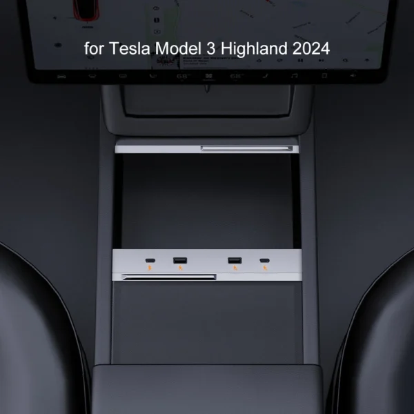 For Tesla Model Y Juniper 2025 Launch Model 3 Highland 2024 65W Expansion Dock Central Control Charging Shunt USB HUB Extender - Image 6