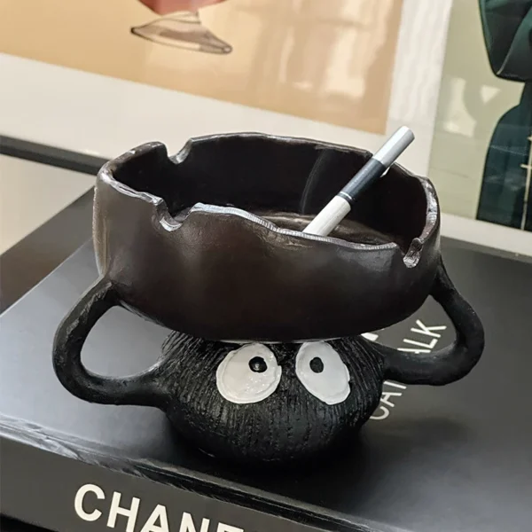 Cartoon Cute Coal Ball Ashtray, Home Living Room Coffee Table Office Desktop High-End Feel Anti-Fly Ash Ashtray Decoration - Image 2