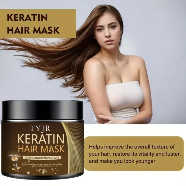 Keratine Magical Hair Mask Protein Straighten Repair Dry Frizzy Damaged Cream Pro Soft Smooth Shiny Deep Moisturizing Care 60g - Image 3