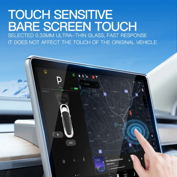 YZ Tempered Glass Film Protector For 2025 Tesla Model 3/Y Highland Juniper Rear Row Center Control Touch Screen Protective Film - Image 3