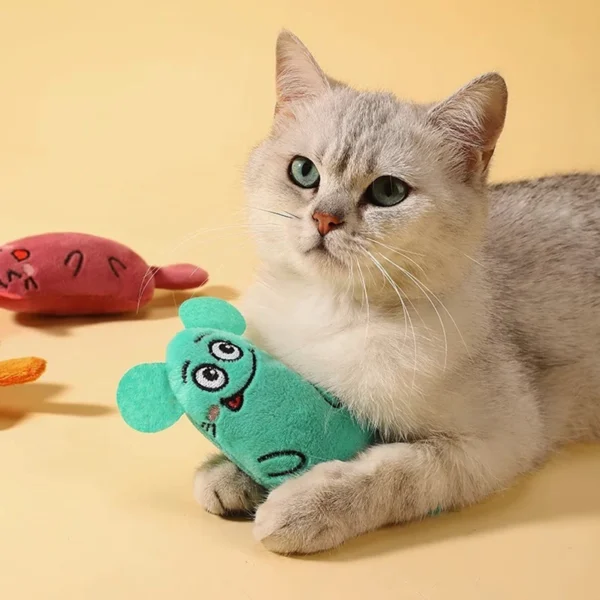 Cartoon cat and dog shaped toys, bite-resistant puppy plush dolls cat self-entertainment teeth grinding and cleaning interactiv - Image 3