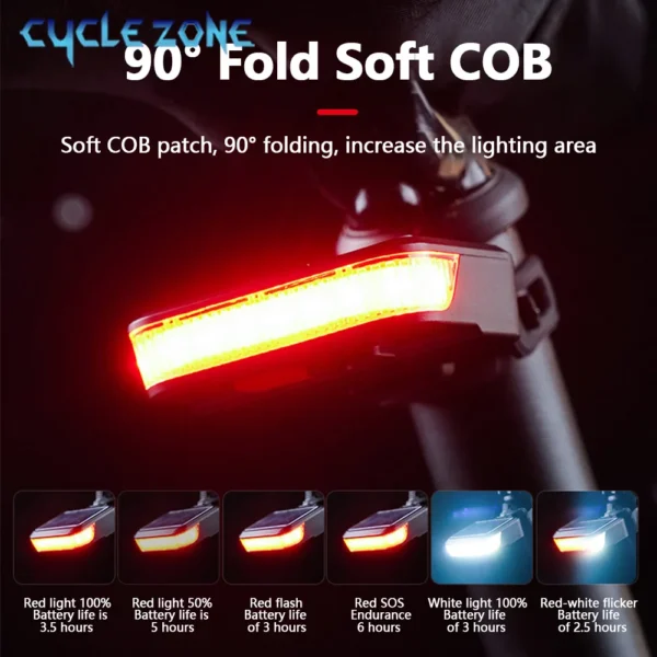 Bicycle Taillight Solar Energy Rechargeable Cycling Rear Lights MTB Road Mountain Bike Tail Light Night Cycling Safety Red Lamp - Image 4