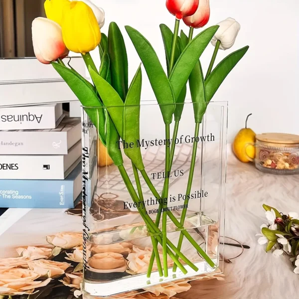 1pc - Book shaped vase,acrylic transparent book bottle,cute vase bookshelf decoration, aesthetic room decoration for home/office - Image 2