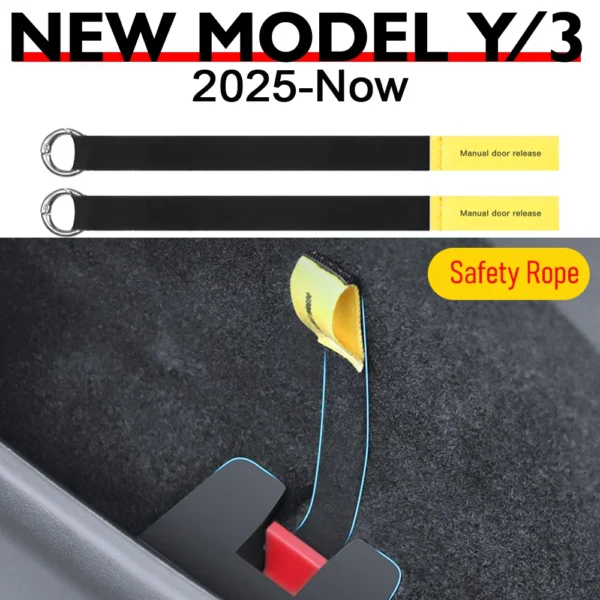 Car Door Emergency Release Pull Cord for Tesla Model 3 Y Juniper 2025 2026 Rear Door Emergency Switch Pull Rope Safety Accessory - Image 1