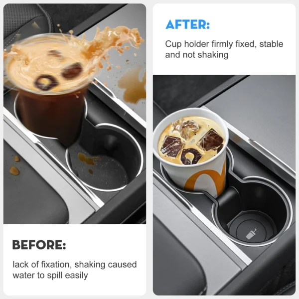 For Tesla Model Y Juniper Model 3 2025 Center Console Water Cup Holder TPE Coaster Mat Pad Model Y Juniper Organizer Accessories - Image 3